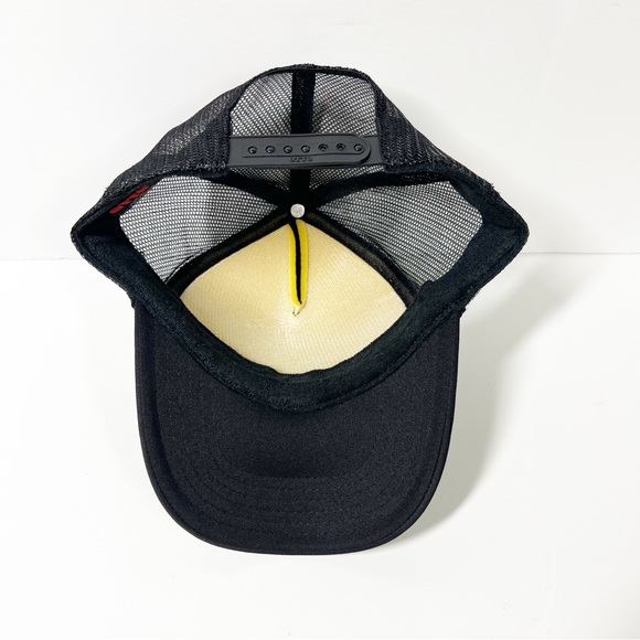 Not Gonna Hold My Horses Black Trucker Hat with Gold Text and Red Hat Pin - Picture 11 of 16